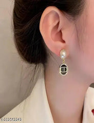 Destiny Jewels Gold Plated Korean Style Rhinestone Elegant DD Drope Earrings For Women