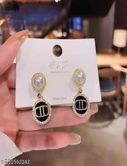 Destiny Jewels Gold Plated Korean Style Rhinestone Elegant DD Drope Earrings For Women