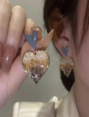 Crystal Heart Earrings Women Jewelry Fashion