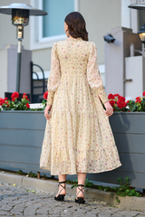 Hanna Lace Dress In Beige Floral