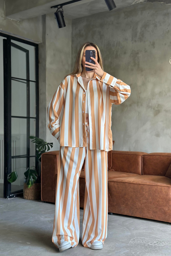 Orange Striped Co Ord Set