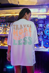 White Graphic Drop Shoulder Oversized Tee