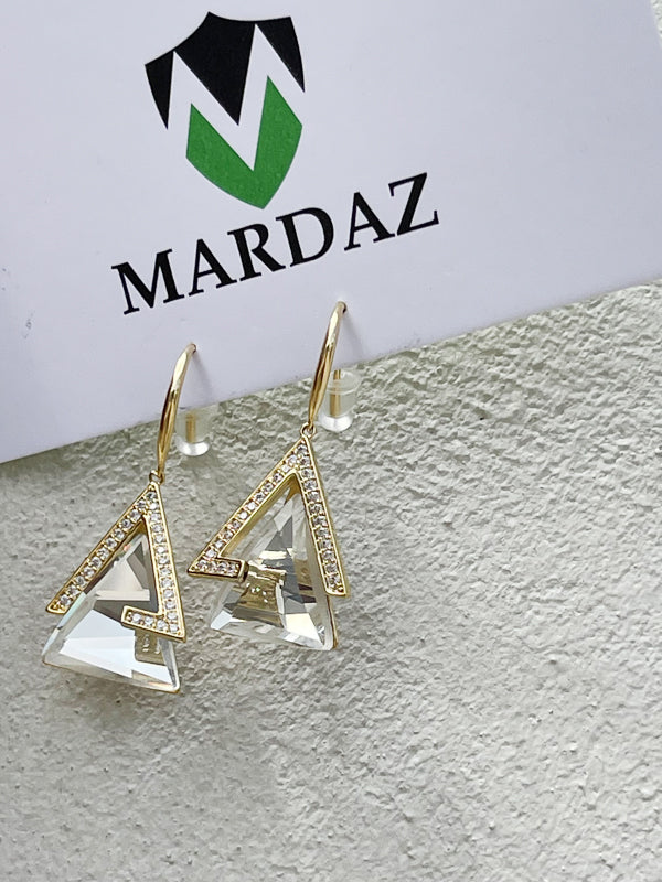 Pear Diamond Geometric Triangle Earrings