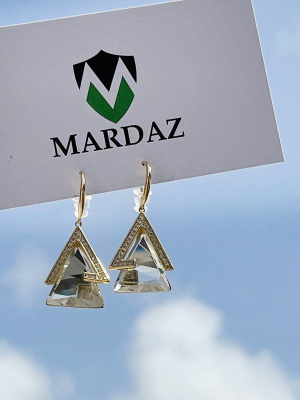Pear Diamond Geometric Triangle Earrings