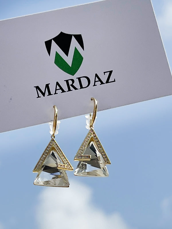 Pear Diamond Geometric Triangle Earrings