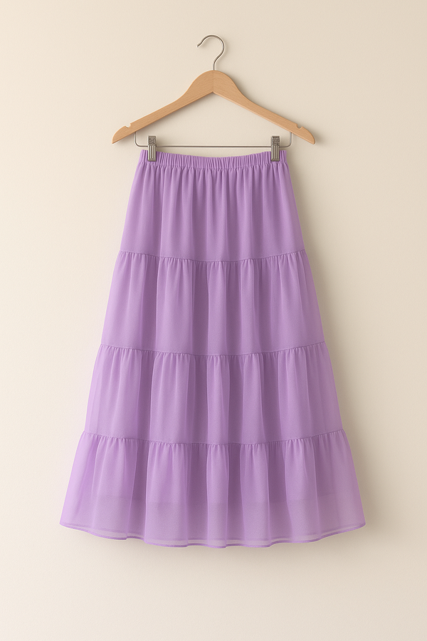 Lavender Tiered Chiffon Skirt with Lining