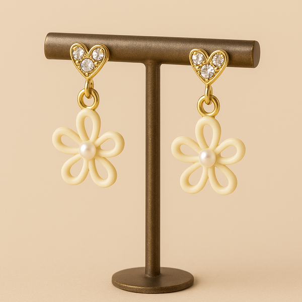 Heart & Bloom Pearl Drop Earrings
