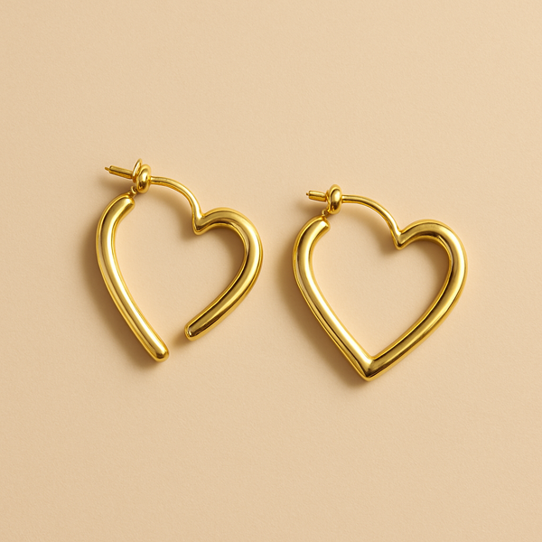 Golden Open Heart Hoop Earrings