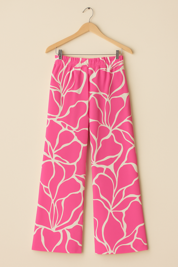 Pink Floral Wide-Leg Pant