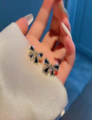 Korean Earings Fashion Jewelry Elegant And Sweet Cute Black Small Bow Small Delicate Earrings For Women