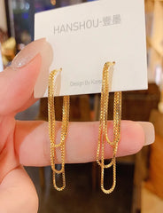 Luxury Women's Korean Earrings Tassel Line Hanging Stainless steel Earrings