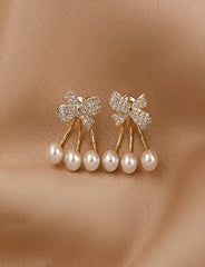 Korean Earrings Fashion Jewelry Cute Bow Crystal Earrings Oorbellen Statement Earrings