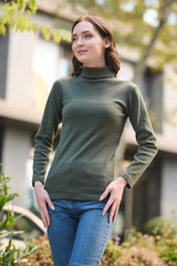 Teal Green Turtleneck Ribbed Knit Sweater