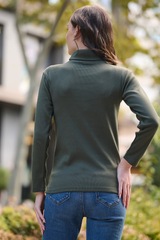 Teal Green Turtleneck Ribbed Knit Sweater