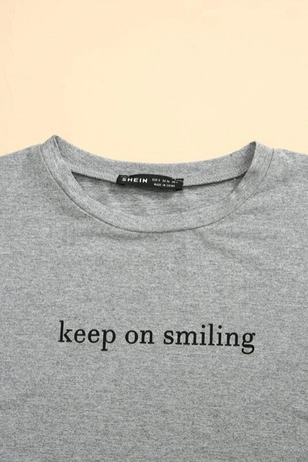 Grey Keep On Smiling Graphic Cropped Tee