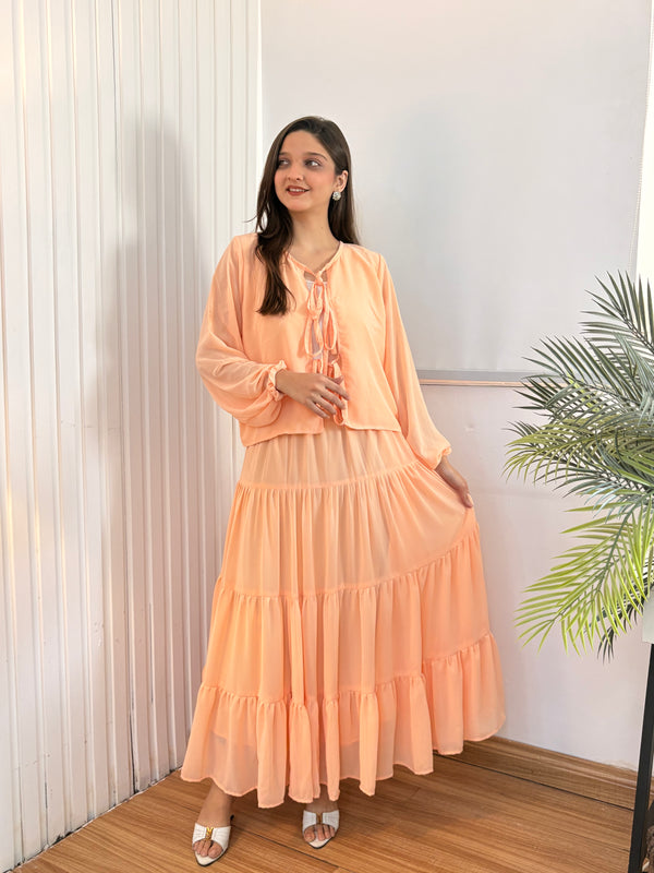 Peach layered Co-ord Set