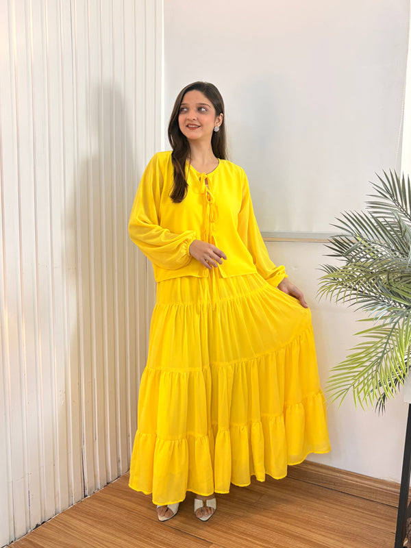 Yellow layered Co-ord Set