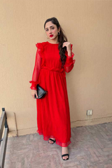 Glimmer Pleated Red Dress