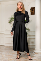 Black Plain Silk Dress
