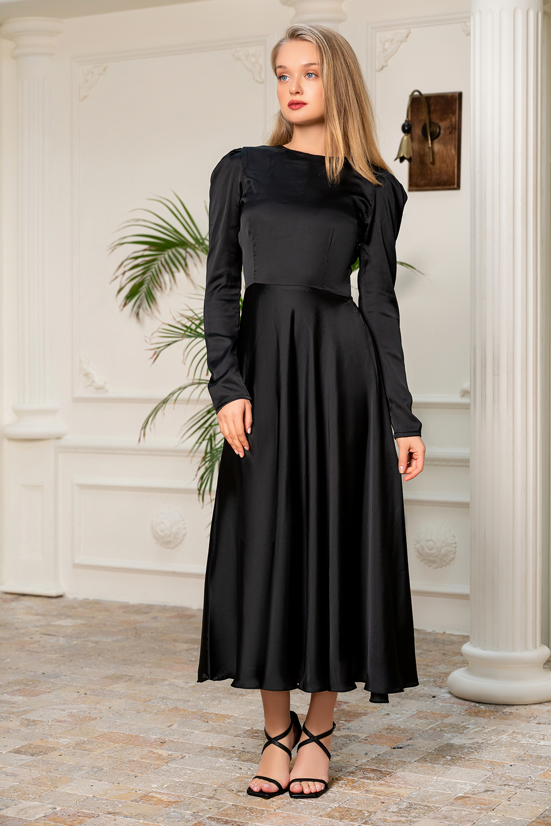 Black Plain Silk Dress