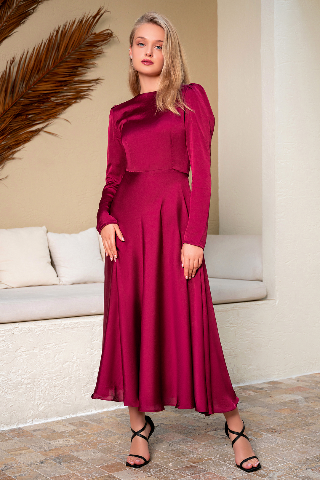 Long Sleeve Satin Gown by Cinderella Divine 7475 – ABC Fashion