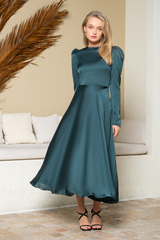 Green Plain Silk Dress