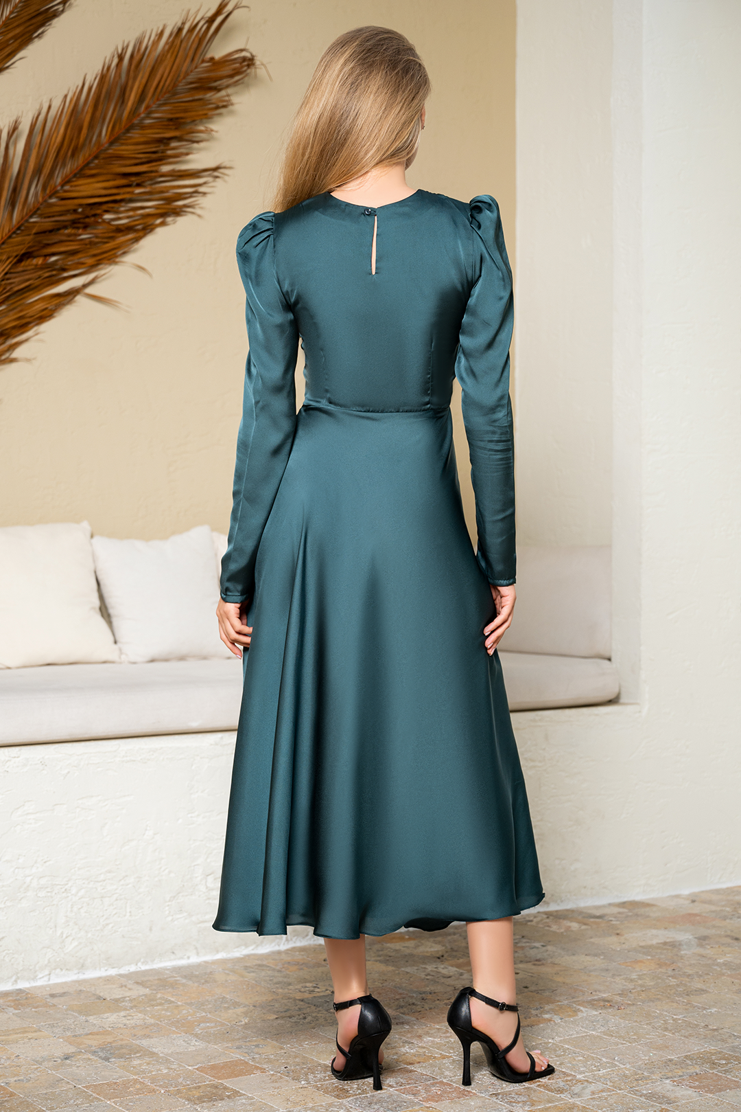 Green Plain Silk Dress