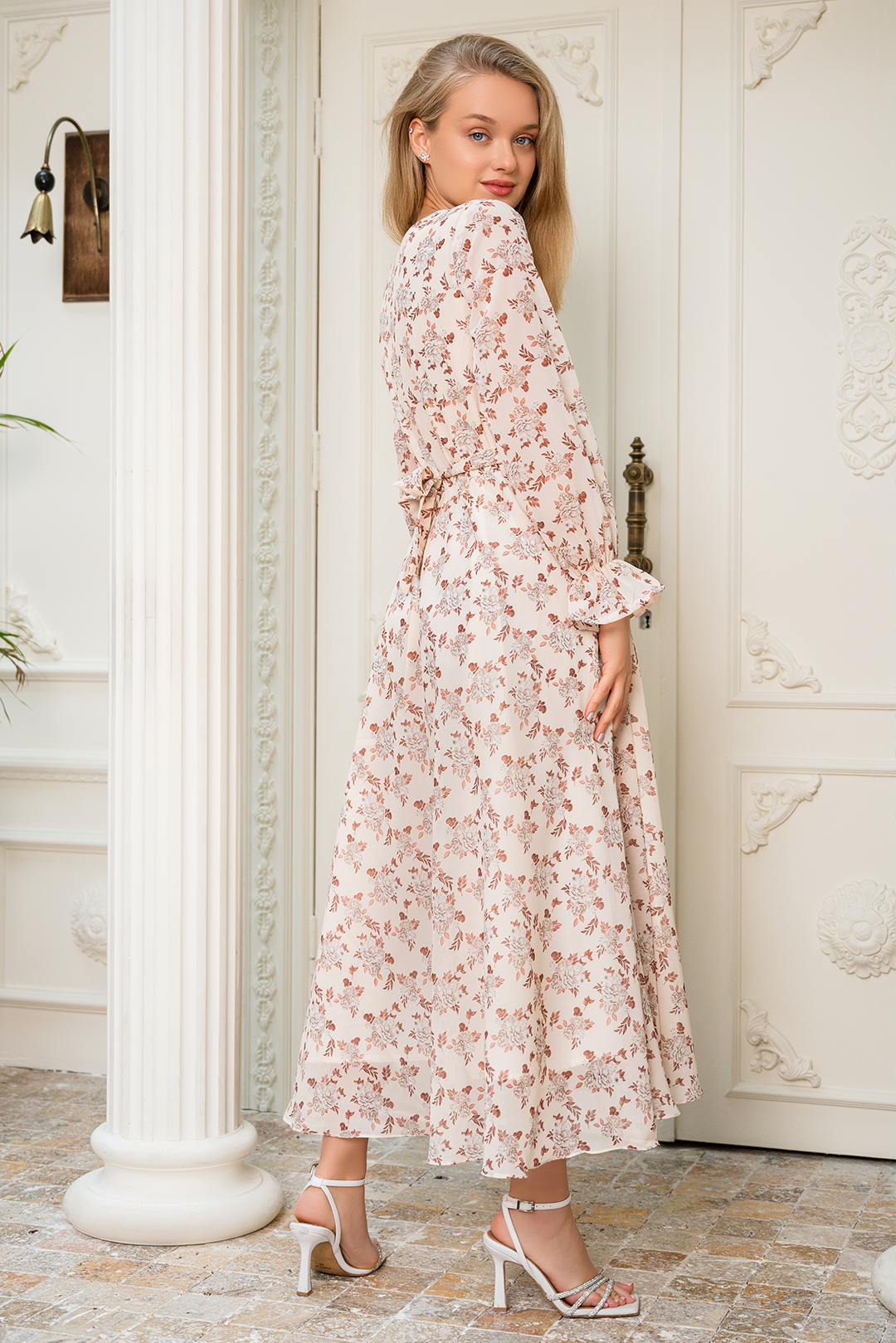 Skin Double Breasted Maxi Chiffon Dress