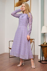 Purple Pleated Chiffon Maxi Dress