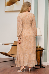 Skin Loop Pearl Chiffon printed dress