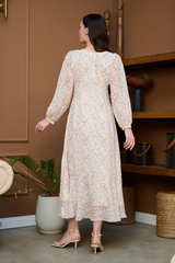 Loop Pearl Chiffon printed dress