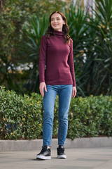 Maroon Turtleneck Ribbed Knit Sweater