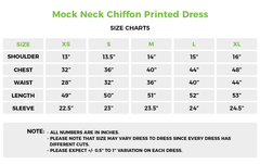 Black Mock Neck Chiffon Printed Dress