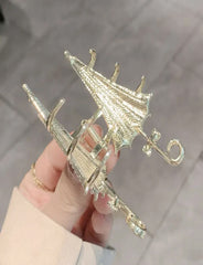 Umbrella Rhinestone Pearl Grab Clip
