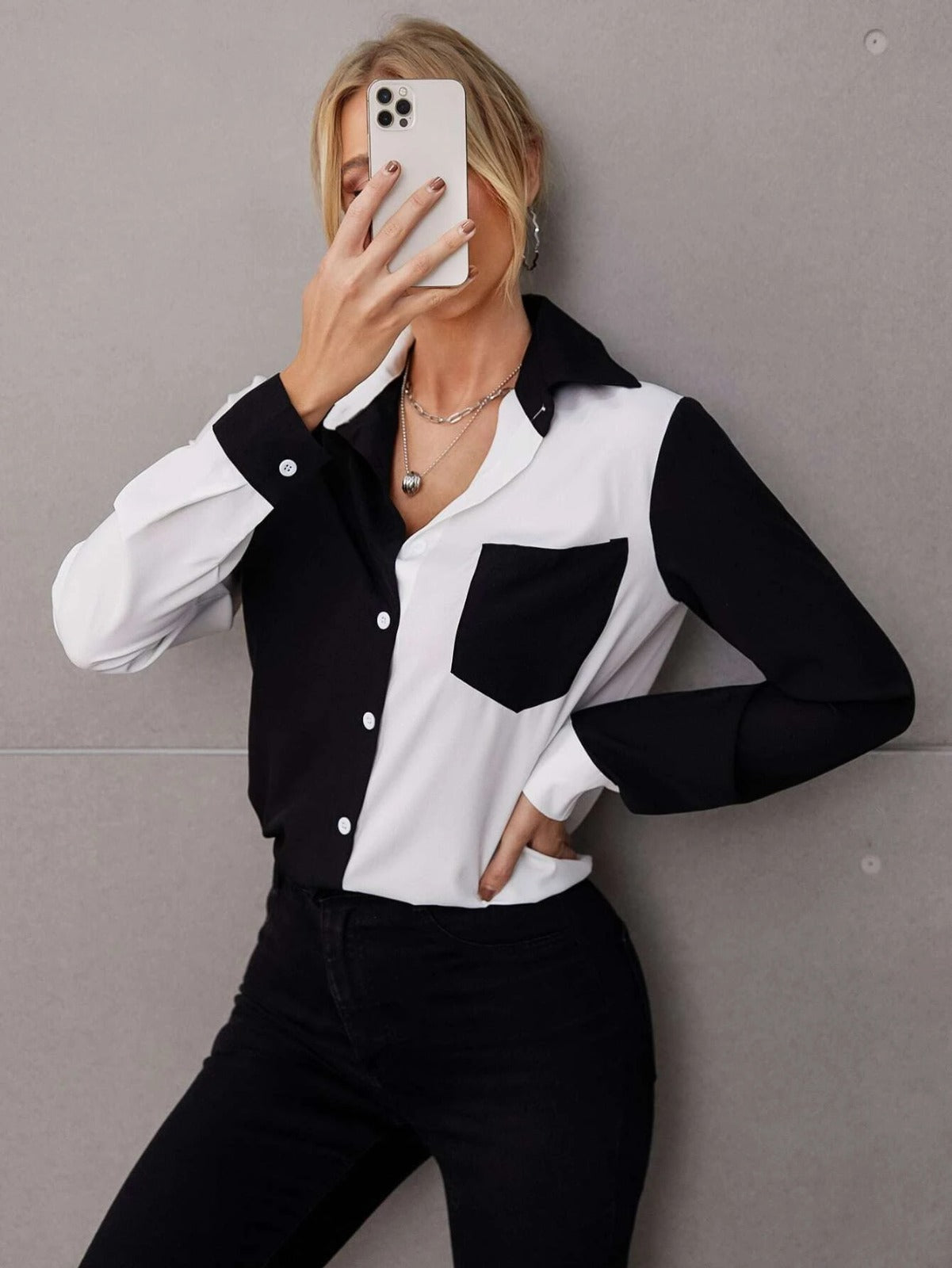 Colorblock Patch Pocket Shirt