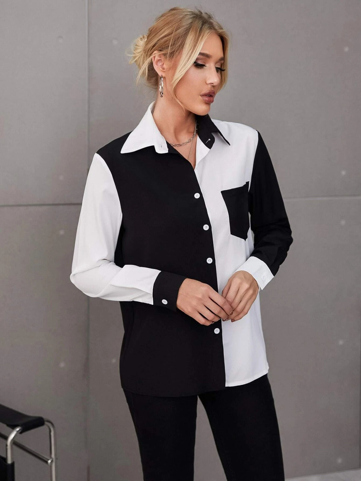Colorblock Patch Pocket Shirt