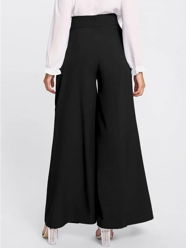 Black Pleated Detail Palazzo Pants