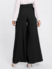 Black Pleated Detail Palazzo Pants