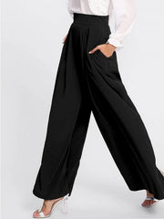 Black Pleated Detail Palazzo Pants