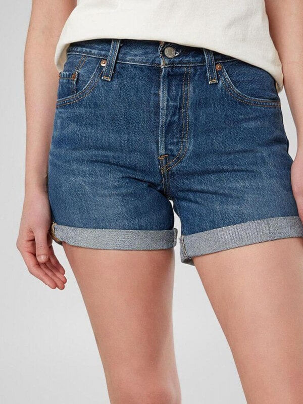 Denim High Rise Short In Mid Blue