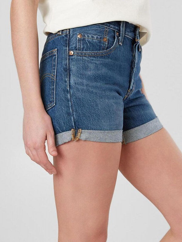 Denim High Rise Short In Mid Blue