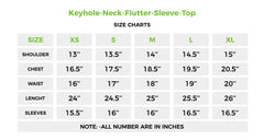 Keyhole Neck Flutter Sleeve Top
