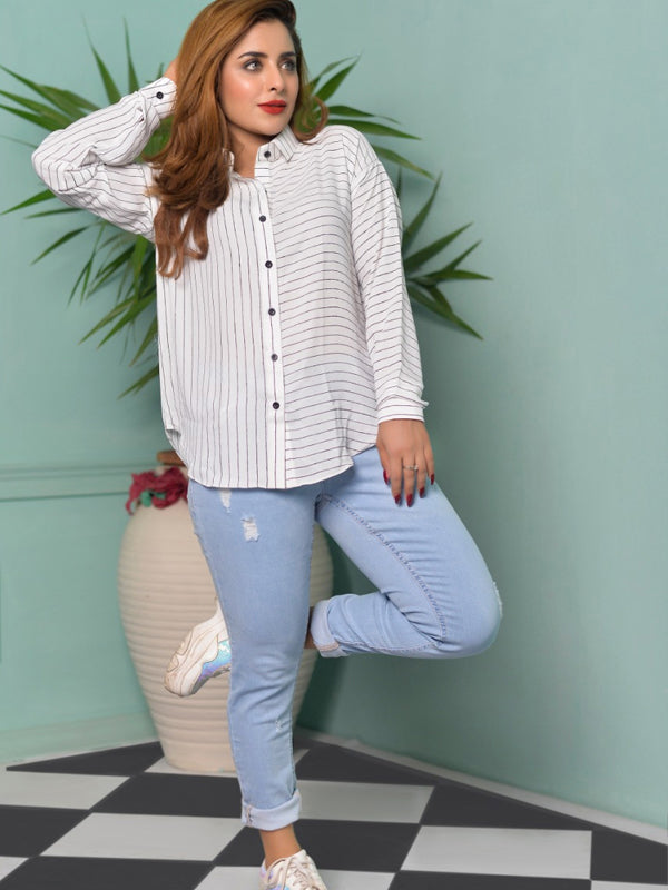 Button Through Curved Hem Blouse