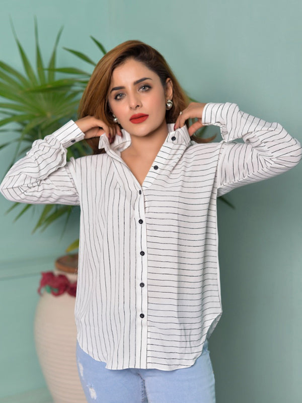 Button Through Curved Hem Blouse