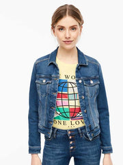 Dark Blue Denim Jacket For Women