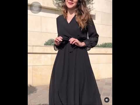 Double Breasted Maxi Chiffon Dress Black