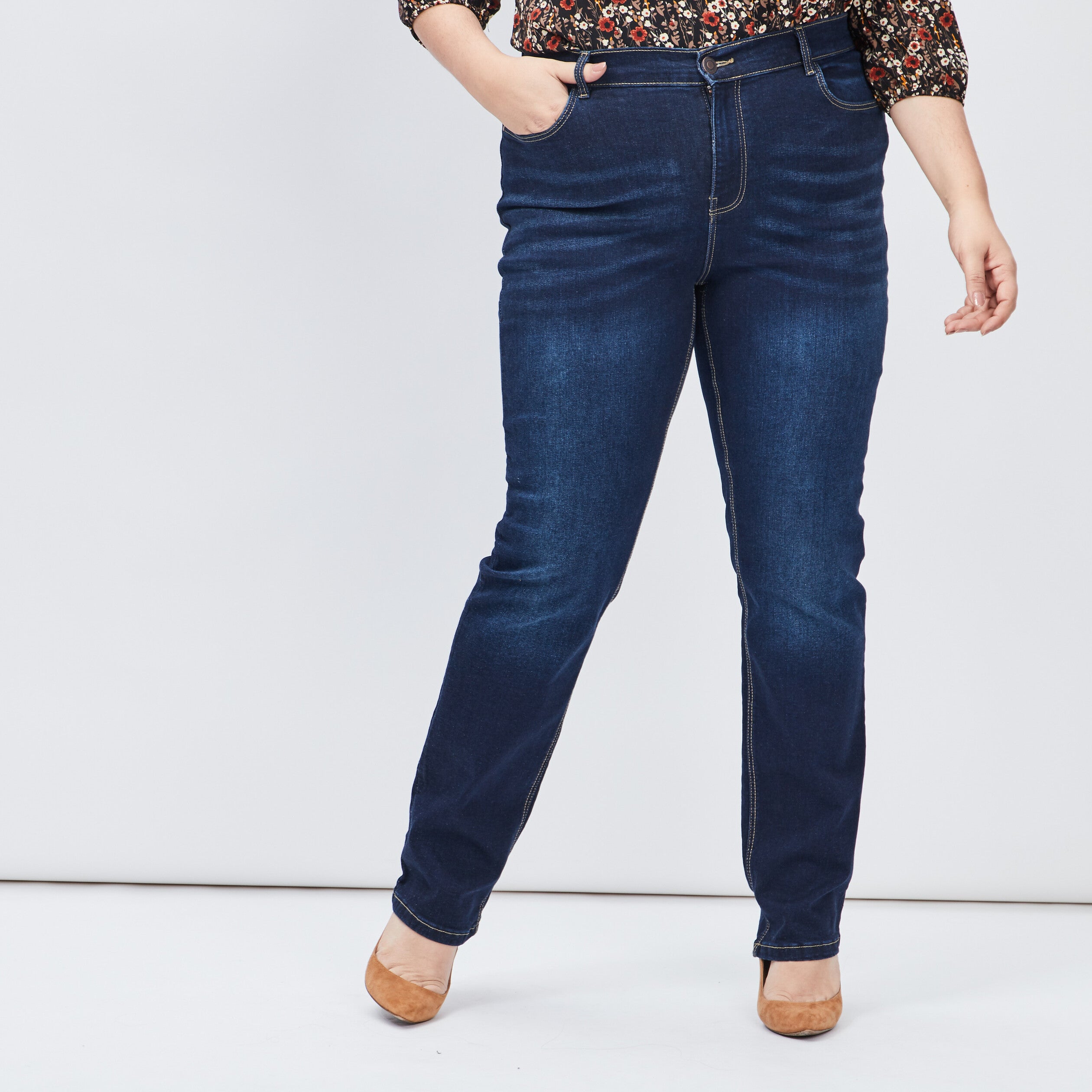 Plus size women's regular jeans plus size raw denim